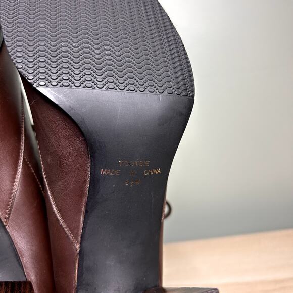 Apostrophe Tootsie Heeled Ankle Booties Brown Leather Victorian Style Shoes 8.5 - Picture 6 of 12